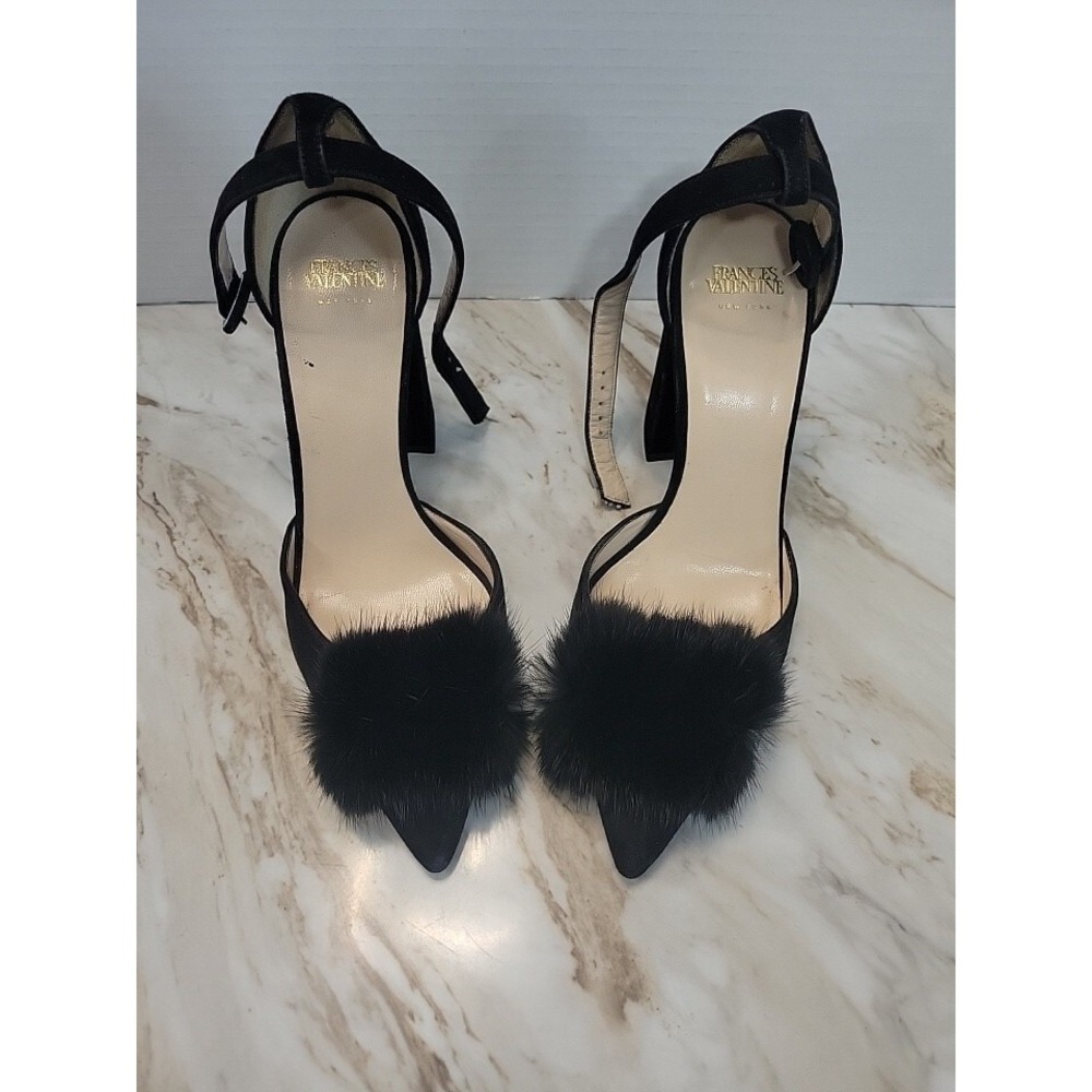 Francis Valentine Women's High Heel Black With Mink Shoe Size 5 Chunky Heel